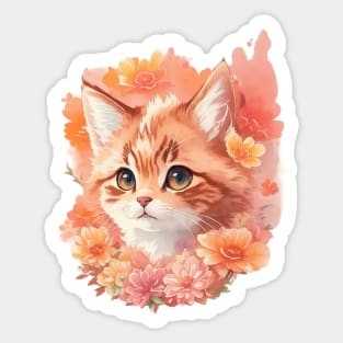 Magical Feline Charm: Cute Brown Kitten with Whimsical Allure Sticker